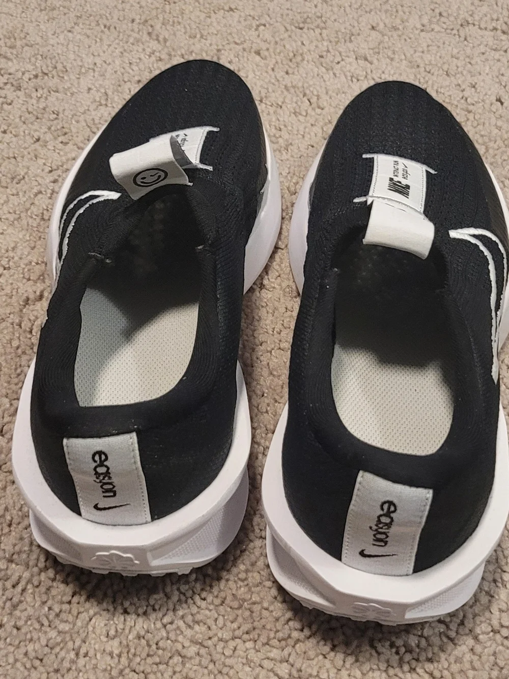 Nike Black and White Slip-On Running Shoes